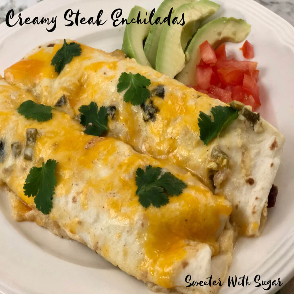 Creamy Steak Enchiladas | Sweeter With Sugar | Beef, Enchiladas, Dinner Recipes, Family Meals, Casseroles, Creamy, #Beef #Enchiladas #CreamySauce #Creamy #Steak #Simple #FamilyRecipes #Delicious