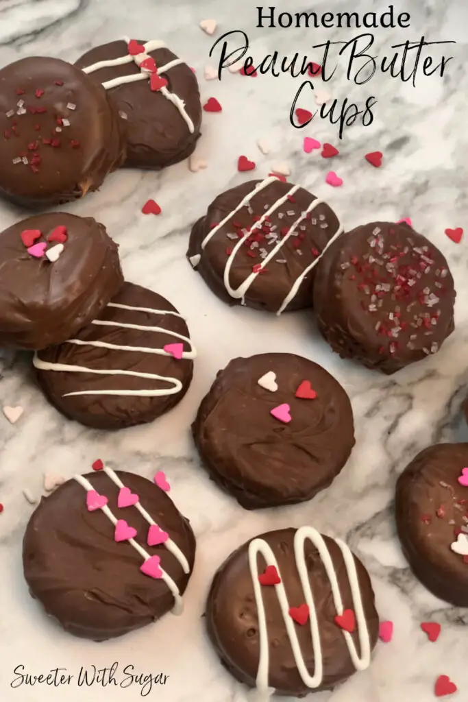 Peanut Butter Cups are an easy and delicious treat to make and give or make and eat. Holidays, Valentine's Day, Peanut Butter, Chocolate, Sprinkles, Ritz Crackers, Simple Recipes, Family Ideas, Treats, Gifts, #PeanutButter #Chocolate #RitzCrackers #ValentinesDay #Holidays #FamilyFun #Simple #EasyRecipes #Homemade #PeanutButterCups