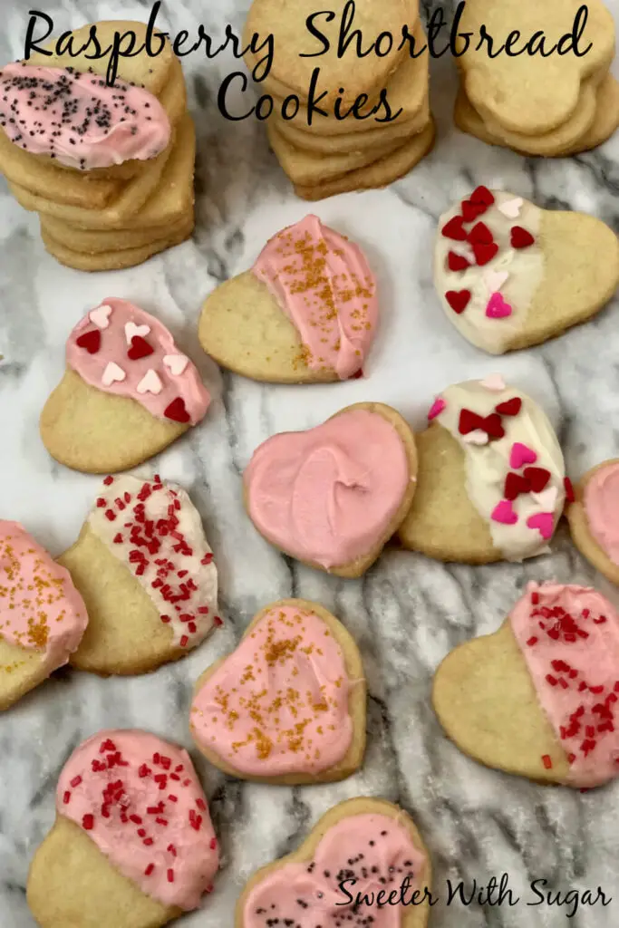 Raspberry Shortbread Cookies | Sweeter With Sugar | A buttery cookie with a delicious raspberry flavor. Easy Cookie Recipes, Simple Recipes, Holiday Recipes, Cookies, Dessert Recipes, Shortbread, Butter, Raspberry, #Cookies #Desserts #Shortbread #Butter #Raspberry #Holidays #Valentine'sDay #Simple #FamilyFun #FamilyFriendly