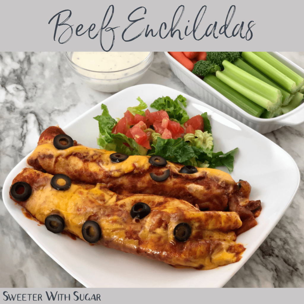 Beef Enchiladas is an easy enchilada recipe with a little spice. Beef Enchiladas are a yummy dinner recipe you will love. #Beef #Dinner #MexicanRecipes #EasyRecipes #Simple 