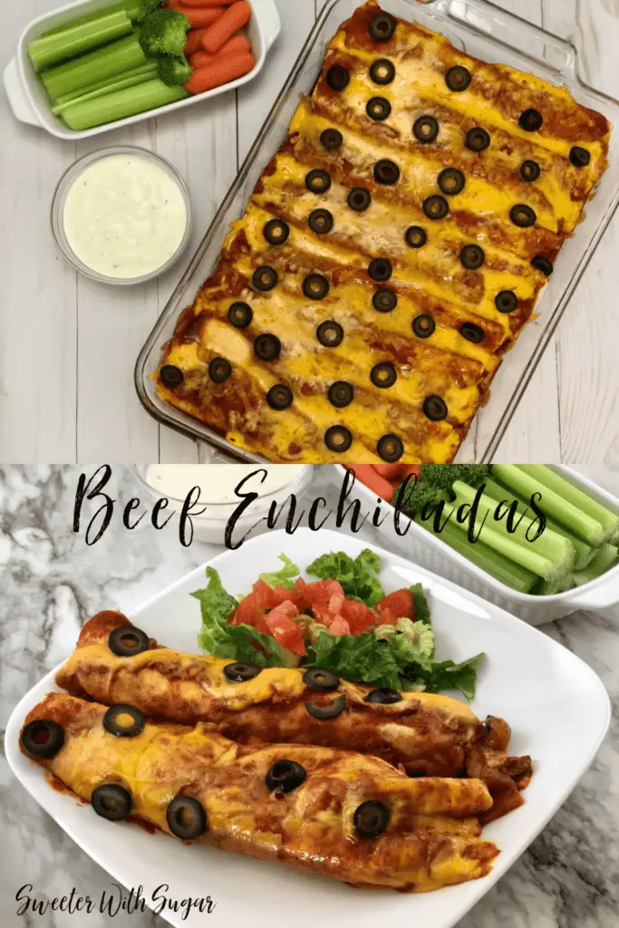 Beef Enchiladas is an easy enchilada recipe with a little spice. Beef Enchiladas are a yummy dinner recipe you will love. #Beef #Dinner #MexicanRecipes #EasyRecipes #Simple 