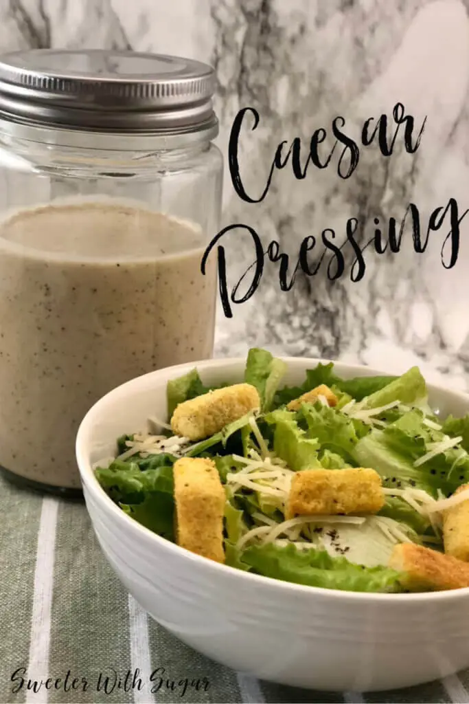 Do you love Caesar Dressing? This Caesar Salad Dressing Recipe is an easy dressing that tastes fantastic. #Caesar #Salad #SaladDressing #Homemade #Simple #Vegetarian 
