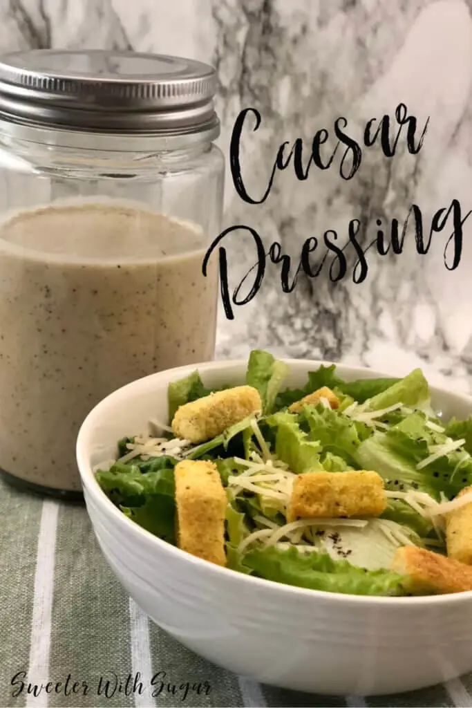 Do you love Caesar Dressing? This Caesar Salad Dressing Recipe is an easy dressing that tastes fantastic. #Caesar #Salad #SaladDressing #Homemade #Simple #Vegetarian