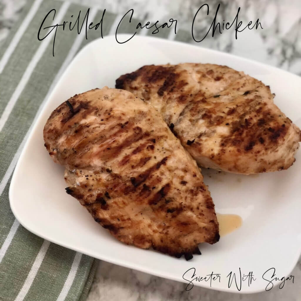 Grilled Caesar Chicken is a juicy and flavorful grilled chicken recipe. This grilled chicken is marinaded in a delicious caesar marinade, Grilled Caesar Chicken is a must try. #Grilling #Chicken #Caesar #SimpleRecipes #MarinadeRecipes