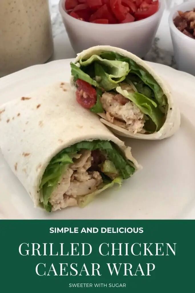 
Grilled Chicken Caesar Wrap is a grilled chicken wrap with the delicious flavor of Caesar dressing-you will want to try it today! The juicy marinaded and grilled chicken is fantastic. Then, fill your wrap with the chicken, Caesar Dressing and yummy vegetables. #ChickenRecipes #CaesarWrapRecipes #HomemadeCaesarDressing #GrillingRecipes