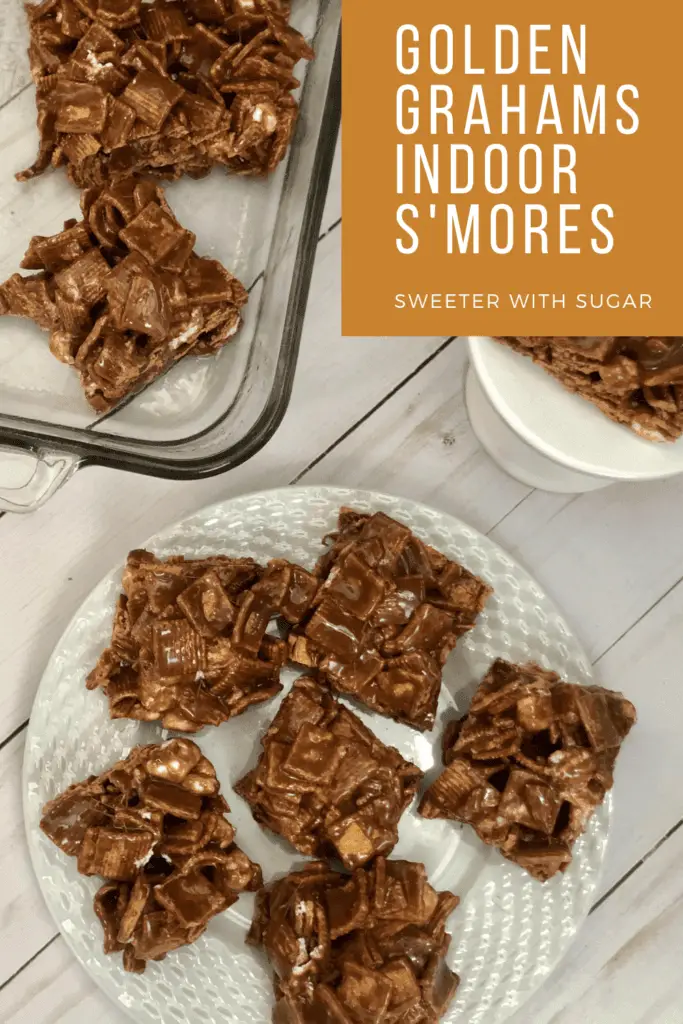 Indoor S'mores are the best indoor treat. They are made with Golden Grahams Cereal for an extra easy and yummy dessert. #Smores #Desserts #Chocolate #GoldenGrahams #Marshmallow #SimpleRecipes #EasySnacks #TreatRecipes