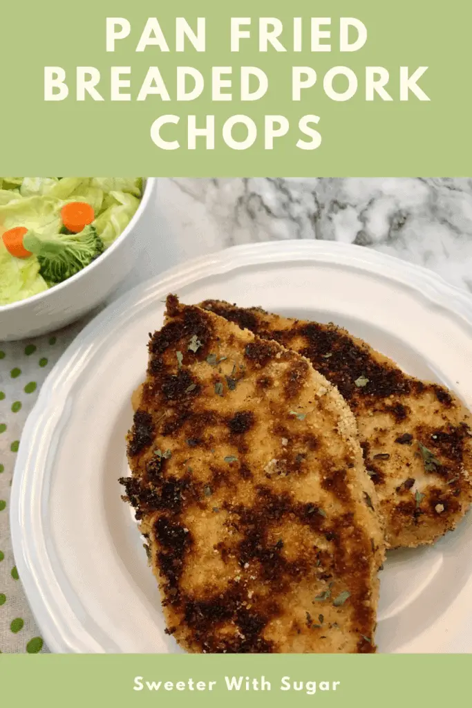 Pan Fried Breaded Pork Chops are an easy dinner recipe you will love. This pork chop recipe is quick to make and delicious. #Pork #PorkChops #BreadedPorkChops #EasyWeeknightDinners #SimpleDinnerIdeas