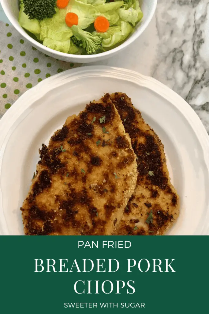 Pan Fried Breaded Pork Chops are an easy dinner recipe you will love. This pork chop recipe is quick to make and delicious. #Pork #PorkChops #BreadedPorkChops #EasyWeeknightDinners #SimpleDinnerIdeas