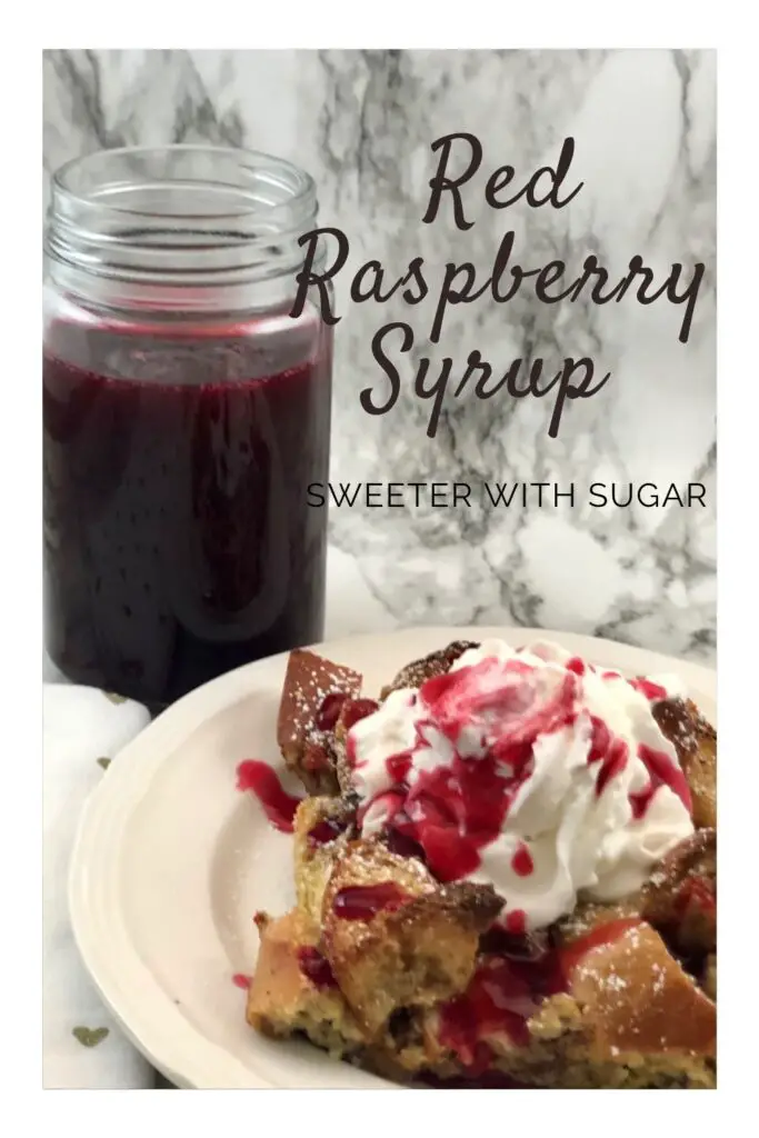 Red Raspberry Syrup | Sweeter With Sugar | A homemade raspberry syrup recipe you will love! Homemade, Raspberry, Syrup, Breakfast, Breakfast Syrup, Pancake Syrup, Easy Recipes, #Raspberry #Breakfast #Syrup #Homemade #Simple #Delicious
