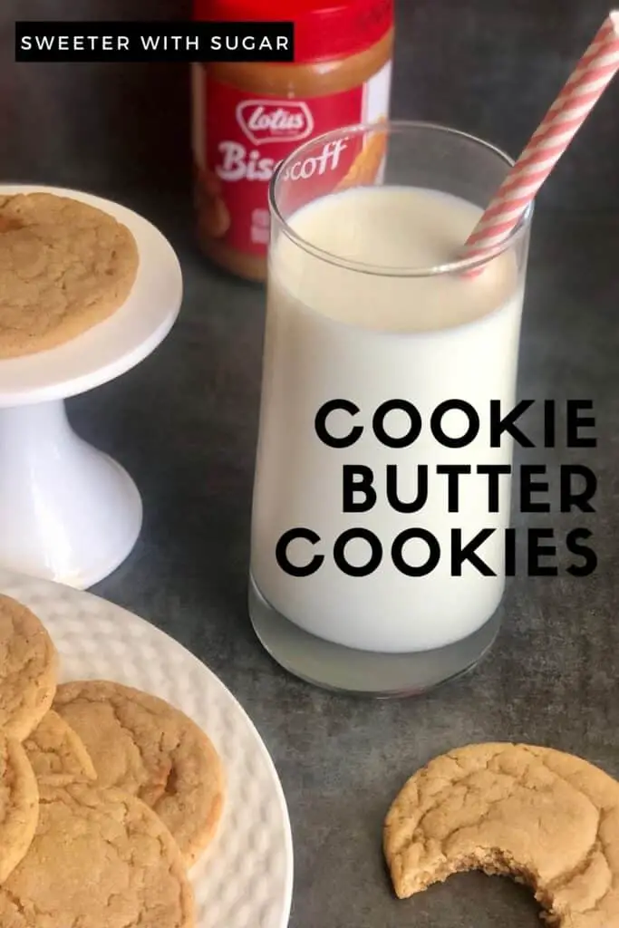 Cookie Butter Cookies are a delicious cookie recipe filled with yummy Biscoff Cookie Butter. These cookies are simple to make and they disappear quickly. #Cookies #Desserts  #EasyCookieRecipes #Homemade #CriscoCookies #Biscoff