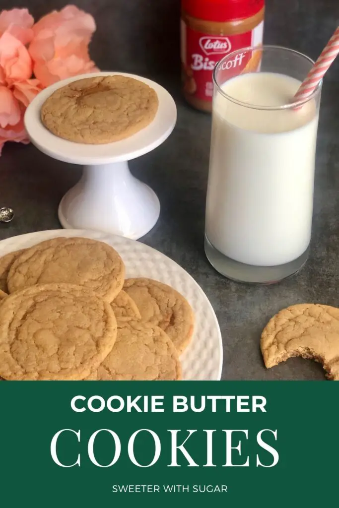 Cookie Butter Cookies are a delicious cookie recipe filled with yummy Biscoff Cookie Butter. These cookies are simple to make and they disappear quickly. #Cookies #Desserts  #EasyCookieRecipes #Homemade #CriscoCookies #Biscoff