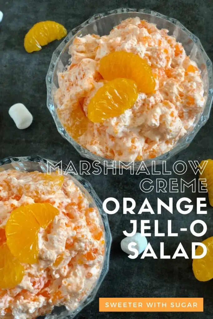 Marshmallow Creme Orange Jell-O Salad | Sweeter With Sugar | An easy and refreshing orange Jell-O salad everyone will love. Recipes, Fruit Salads, Simple Sides, Cool Whip Salads, Homemade, Marshmallow Creme, Mandarin Oranges, Barbecue Sides
#Jell-O #Orange #FruitSalad #Jell-OFruitSalad #MarshmallowCreme #EasySalads #SimpleRecipes #KidFriendlyRecipes