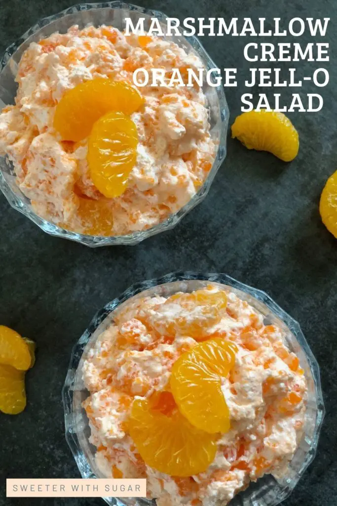 Marshmallow Creme Orange Jell-O Salad | Sweeter With Sugar | An easy and refreshing orange Jell-O salad everyone will love. Recipes, Fruit Salads, Simple Sides, Homemade, Marshmallow Creme, Cool Whip Salad Recipes, Mandarin Oranges, Barbecue Sides
#Jell-O #Orange #FruitSalad #Jell-OFruitSalad #MarshmallowCreme #EasySalads #SimpleRecipes #KidFriendlyRecipes