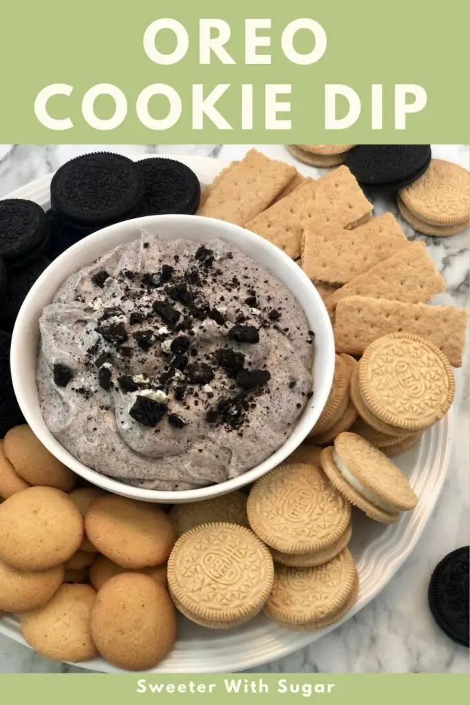 Oreo Cookie Dip is an easy and delicious dessert recipe filled with Oreos. This simple dessert dip is creamy and chocolatey. If you love Oreo cookies, you will love this cookie dip. #DipRecipes #Oreos #Dip #CreamCheese #EasyDesserts