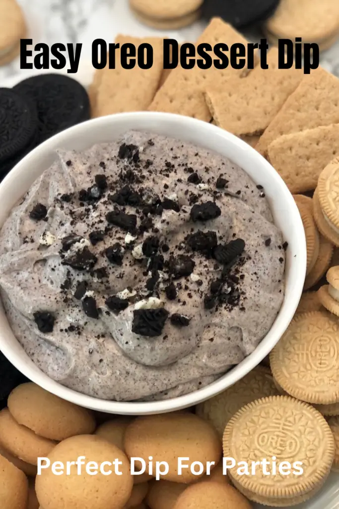 Light and fluffy Oreo fluff dip made with whipped topping and crushed Oreos.