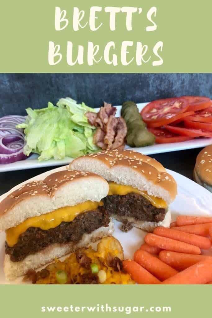 Brett's Burgers are easy to make and  delicious. These burgers are made with ground beef and seasonings to make this burger taste fantastic. These hamburgers are going to taste so yummy at your next barbecue. #Burgers #Hamburgers #Barbecue #Beef