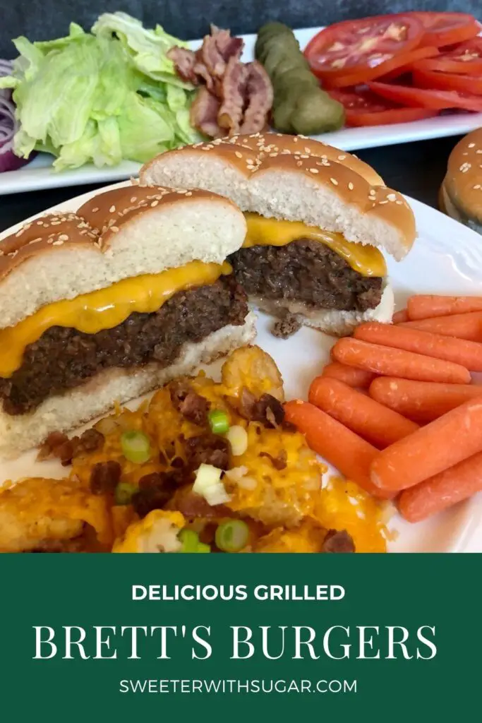 Brett's Burgers are easy to make and  delicious. These burgers are made with ground beef and seasonings to make this burger taste fantastic. These hamburgers are going to taste so yummy at your next barbecue. #Burgers #Hamburgers #Barbecue #Beef