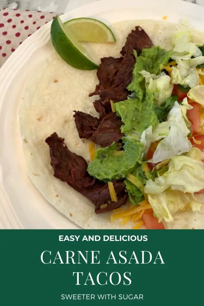 Carne Asada Tacos are the best! The beef is so flavorful-it's delicious! Top it with all kinds of taco toppings-you'll love this taco recipe for dinner anytime! #Barbecue #CarneAsada #Tacos #MexicanRecipes #Grilling