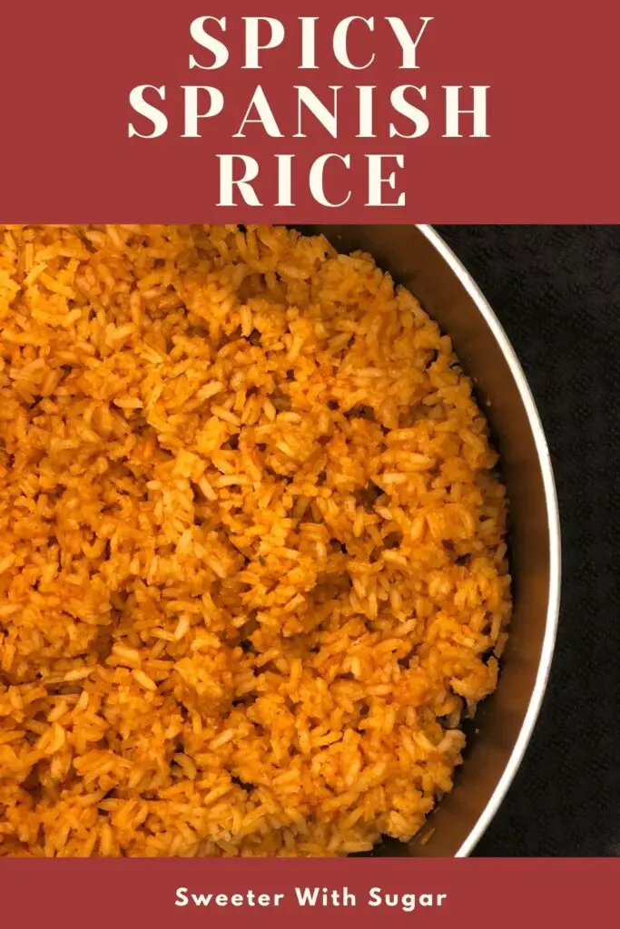 Spicy Spanish Rice | Sweeter With Sugar | A delicious spicy rice side dish. Easy Sides, Sides, Rice, Spanish Rice, Mexican Recipes, #SpanishRice #Sides #Mexican #Recipes #Rice 