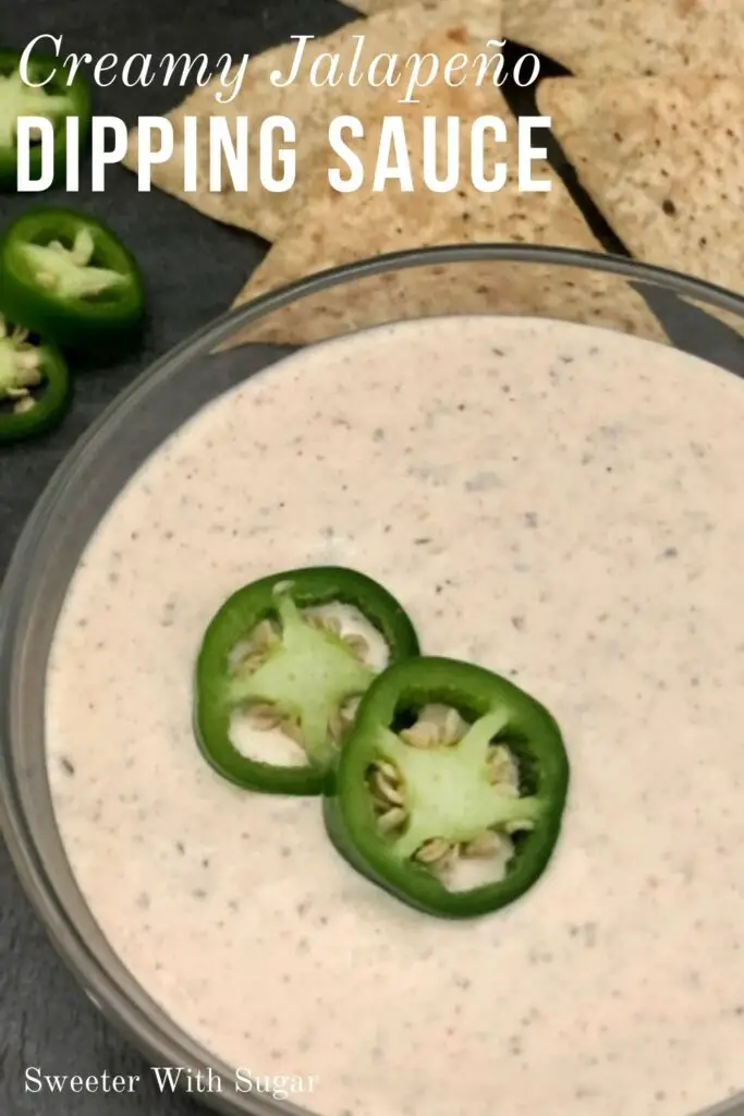 Creamy Jalapeño Dipping Sauce is an easy condiment for Philly cheesesteak, hamburgers, brats, burritos, French fries, chips or even veggies. Creamy Jalapeño Dipping Sauce has a spicy flavor you will love. #Spicy #Dressing #Dips #Sauce #Jalapeño #Condiments