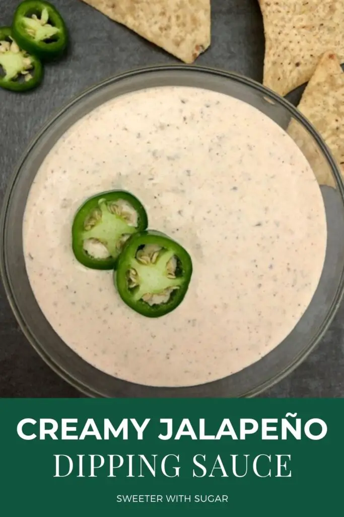 Creamy Jalapeño Dipping Sauce is an easy condiment for Philly cheesesteak, hamburgers, brats, burritos, French fries, chips or even veggies. Creamy Jalapeño Dipping Sauce has a spicy flavor you will love. #Spicy #Dressing #Dips #Sauce #Jalapeño #Condiments