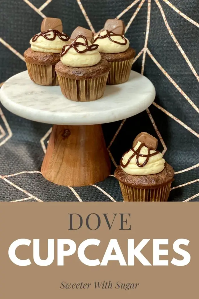 Dove Cupcakes are chocolatey and sweet. They are a fun dessert for all seasons. #DessertRecipes #Cupcakes #Chocolate #DoveChocolate #SummerSweetsAndTreats
