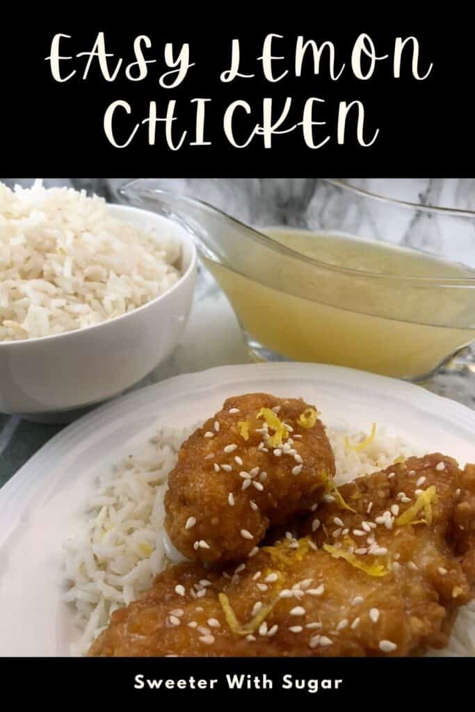 Easy Lemon Chicken is a super simple dinner recipe that the family will love. The kids always love chicken strips or nuggets. They will love this too. #EasyRecipes #Lemon #LemonChicken #ChickenRecipes #AsianRecipes