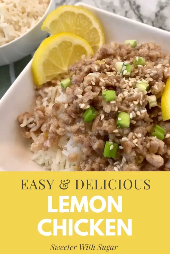 Lemon Chicken is an easy recipe for ground chicken-lemon chicken. It has a yummy lemon sauce to cover the ground chicken. #Lemon #LemonChicken #DinnerIdeas #EasyRecipes #AsianRecipes