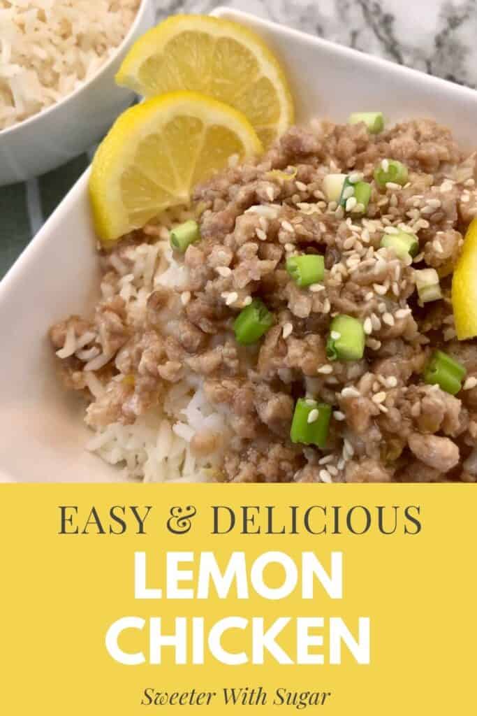 Lemon Chicken is an easy recipe for ground chicken-lemon chicken. It has a yummy lemon sauce to cover the ground chicken. #Lemon #LemonChicken #DinnerIdeas #EasyRecipes #AsianRecipes