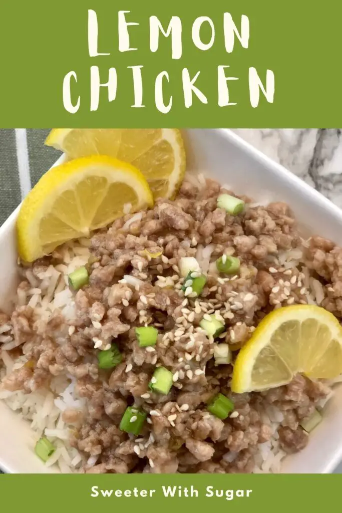 Lemon Chicken is an easy recipe for ground chicken-lemon chicken. It has a yummy lemon sauce to cover the ground chicken. #Lemon #LemonChicken #DinnerIdeas #EasyRecipes #AsianRecipes