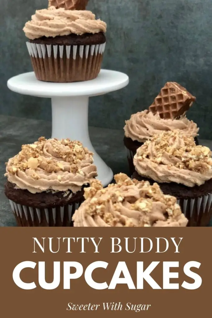 Nutty Buddy Cupcakes are a 
yummy snack. They are chocolatey and full of Little Debbie's Nutty Buddy Bars. These Nutty Buddy Cupcakes are quick to make and taste delicious. #LittleDebbie #Chocolate #Cake #Cupcakes #NuttyBuddyBars #Desserts #NuttyBuddyCake #Recipes #FamilyFriendlyRecipes