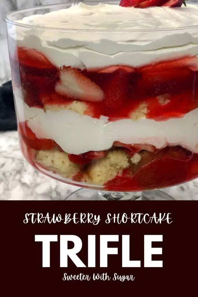 Strawberry Shortcake Trifle is a beautiful and yummy dessert that will please any guest. It is a light and easy dessert recipe. #Strawberries #Shortcake #Trifle #EasyDesserts #Recipes #SummerSweetsAndTreats