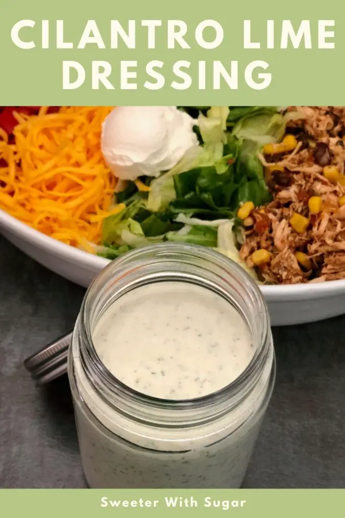 Cilantro Lime Dressing is super quick to make and so delicious! It is creamy and flavorful. It is great over salads, tacos, as a dip and much more. #SaladDressing #CreamyDressingRecipes #EasyRecipes #FamilyRecipes #MexicanRecipes