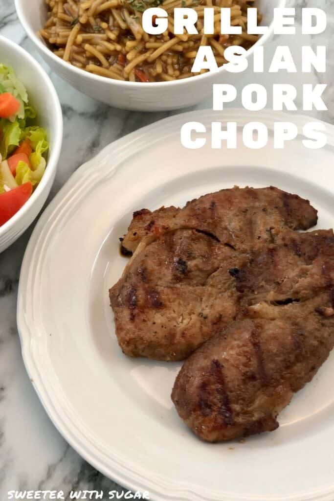 Grilled Asian Pork Chops are tender and flavorful. The marinade has an Asian flavor that tastes great on the pork chops. #PorkChops #Asian #GrillingRecipes #EasyDinnerIdeas