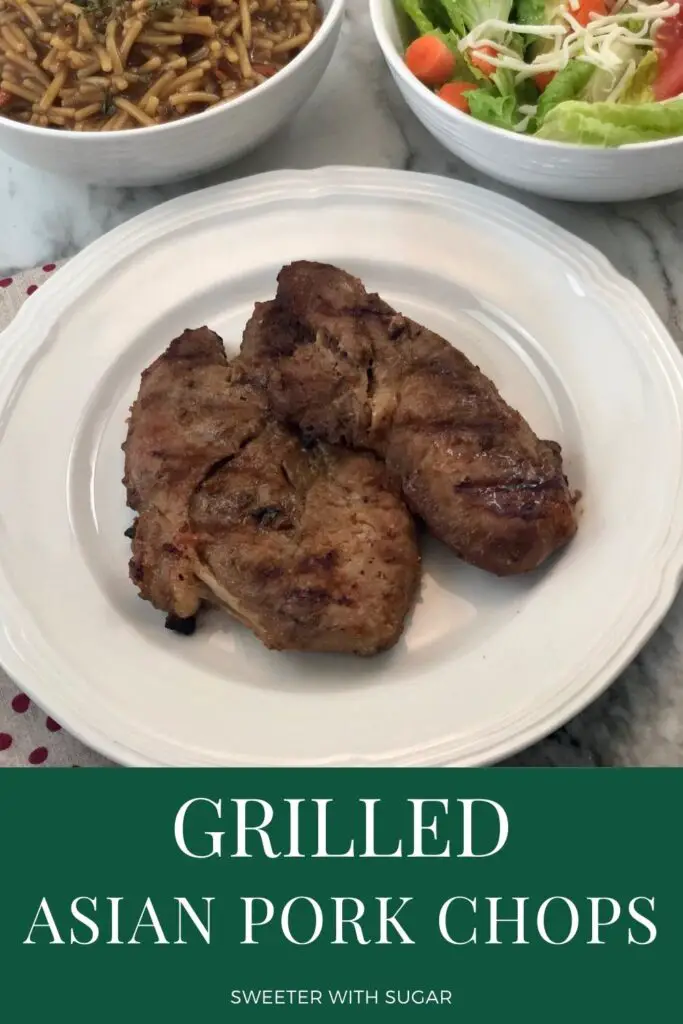Grilled Asian Pork Chops are tender and flavorful. The marinade has an Asian flavor that tastes great on the pork chops. #PorkChops #Asian #GrillingRecipes #EasyDinnerIdeas