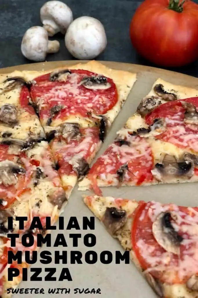 Italian Tomato Mushroom Pizza is a simple and delicious recipe. The crescent roll crust makes putting this pizza together so quick. #Pizza #ItalianRecipes #EasyDinnerIdeas #SnackRecipes #EasyFamilyRecipes