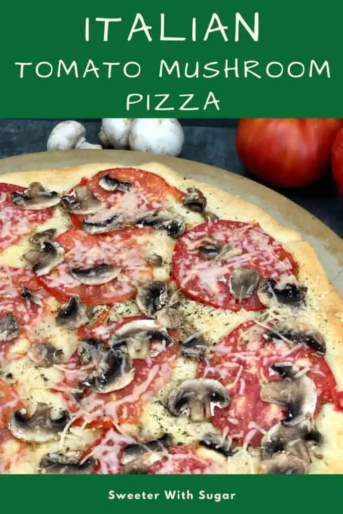 Italian Tomato Mushroom Pizza is a simple and delicious recipe. The crescent roll crust makes putting this pizza together so quick. #Pizza #ItalianRecipes #EasyDinnerIdeas #SnackRecipes #EasyFamilyRecipes