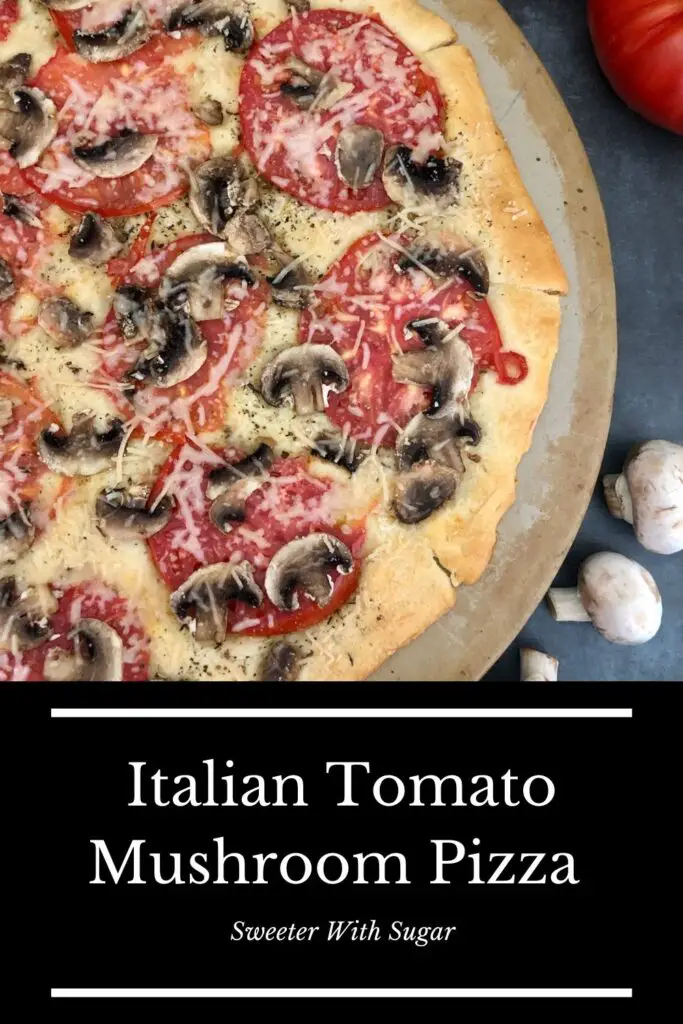 Italian Tomato Mushroom Pizza is a simple and delicious recipe. The crescent roll crust makes putting this pizza together so quick. #Pizza #ItalianRecipes #EasyDinnerIdeas #SnackRecipes #EasyFamilyRecipes