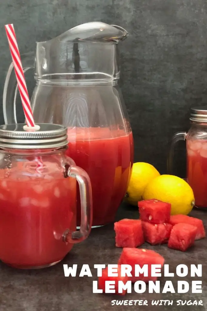 Watermelon Lemonade is a refreshing beverage with a sweet and tart taste. This lemonade recipe is super simple to make, too. #BeverageRecipes #Watermelon #Lemonade #SimpleRecipes #FamilyRecipes