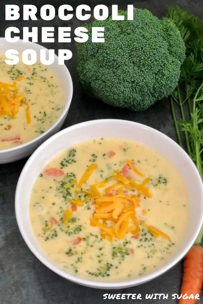 Broccoli Cheese Soup is quick and delicious. This soup is creamy and has just the right amount of broccoli, carrots, and onion. #BroccoliCheeseSoup #Soup #EasyRecipes #FallSoups
