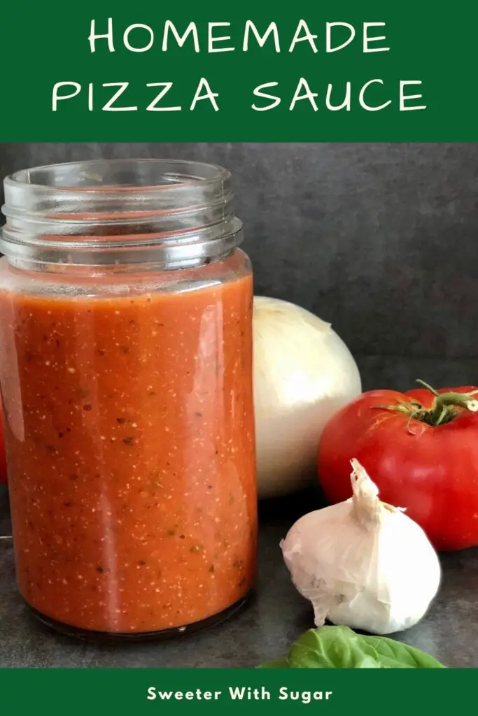 Homemade Pizza Sauce is easy and delicious. This pizza sauce recipe uses fresh ingredients the whole family will love. #Pizza #Sauces #GardenRecipes #PizzaSauce #Homemade