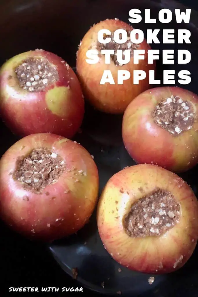 Slow Cooker Stuffed Apples are an easy dessert recipe. They require very few ingredients and they taste like fall. #SlowCooker #Fall #DessertRecipes #Apples  