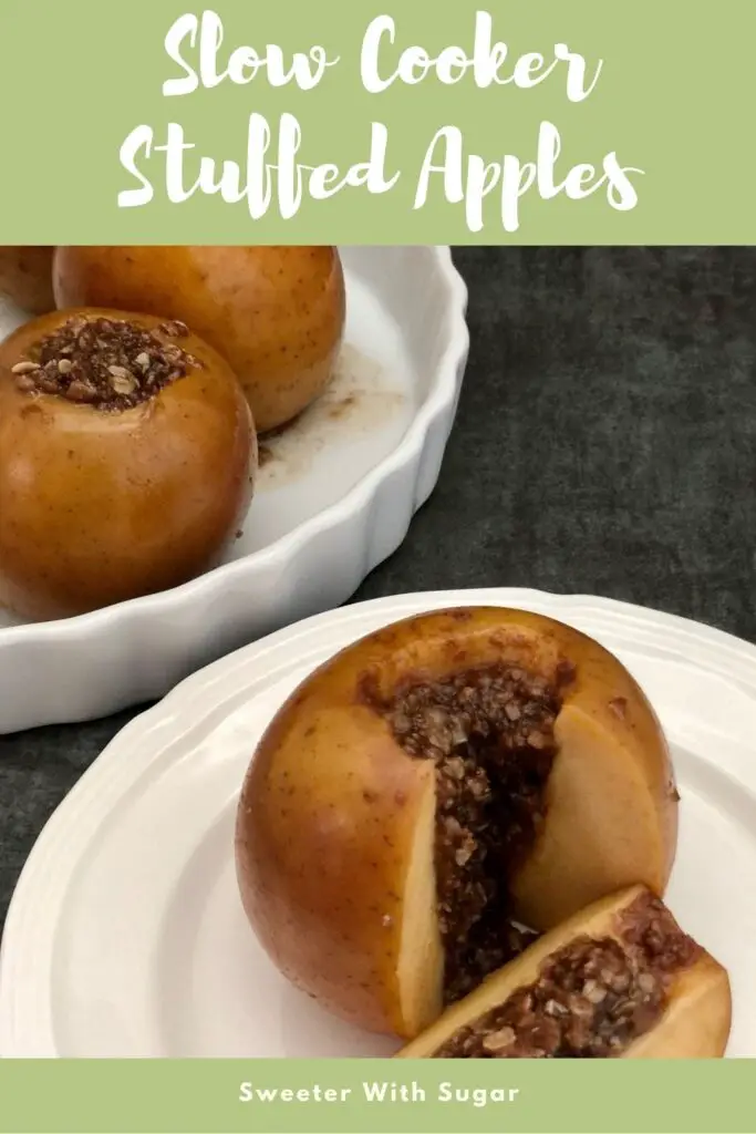 Slow Cooker Stuffed Apples are an easy dessert recipe. They require very few ingredients and they taste like fall. #SlowCooker #Fall #DessertRecipes #Apples  