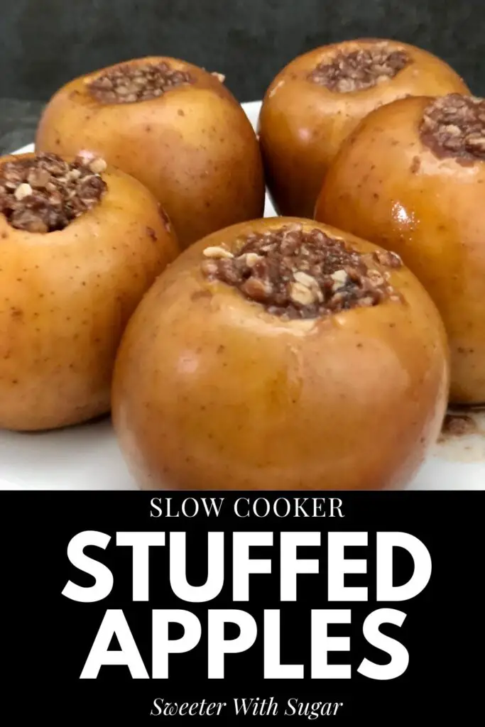 Slow Cooker Stuffed Apples are an easy dessert recipe. They require very few ingredients and they taste like fall. #SlowCooker #Fall #DessertRecipes #Apples  