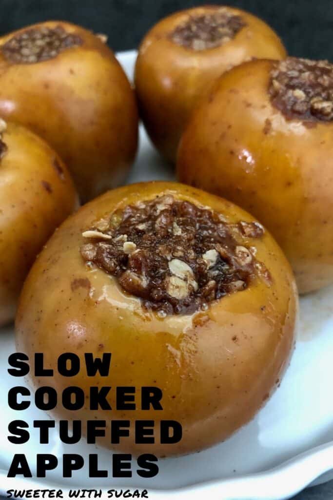 Slow Cooker Stuffed Apples are an easy dessert recipe. They require very few ingredients and they taste like fall. #SlowCooker #Fall #DessertRecipes #Apples  