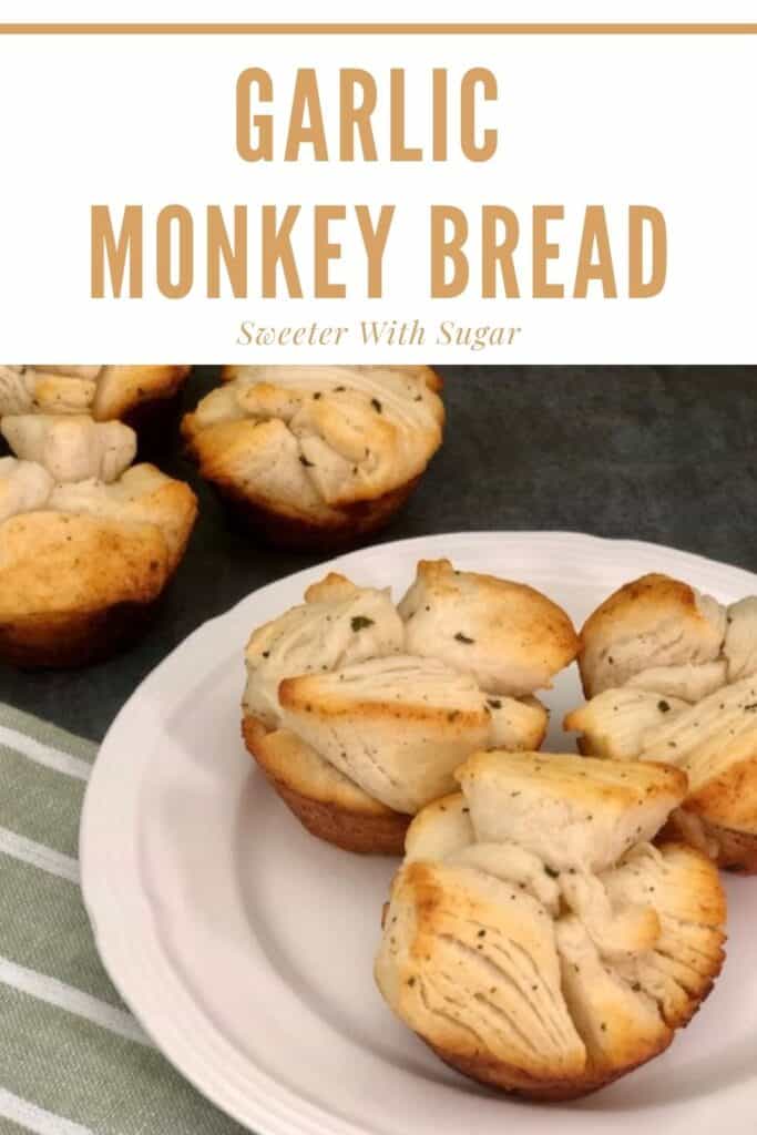 Garlic Monkey Bread is an easy bread side that will go with many main dishes. They are quick to make and only take 8 minutes to bake. #GarlicBread #MonkeyBread #BreadRecipes #EasyBreads