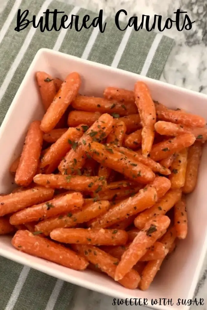 Buttered Carrots are a simple side dish recipe with seasonings and a yummy buttery flavor. This side dish is simple to make and inexpensive, too. #Carrots #EasySides #BoiledCarrots #CookedCarrots