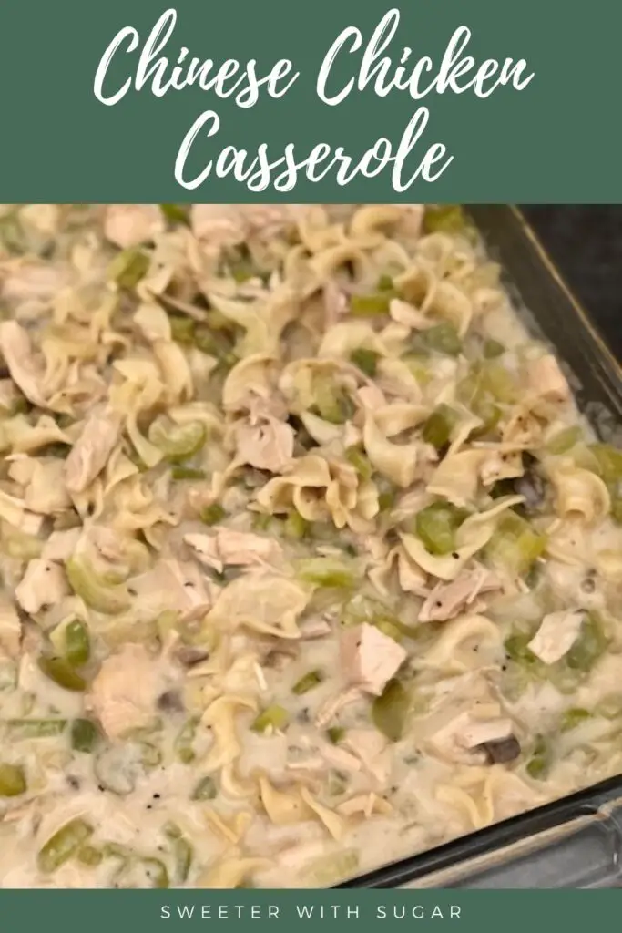 Chinese Chicken Casserole is an easy weeknight dinner recipe. This recipe also works great with turkey-a great way to use your leftover Thanksgiving turkey. #Turkey #Chicken #ThanksgivingLeftoverIdeas #Casseroles #ComfortFood