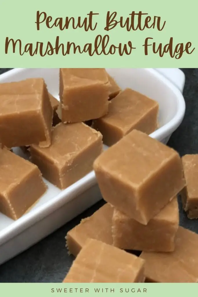 Peanut Butter Marshmallow Fudge is an easy homemade fudge recipe. Fudge is perfect for the holidays for parties and gifts. #Fudge #Christmas #Holiday #HomemadeCandy #PeanutButter #Marshmallow