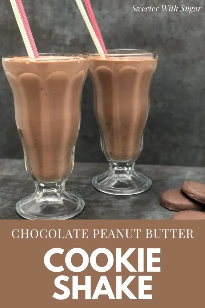 Chocolate Peanut Butter Cookie Shake recipe uses chocolate ice cream and Girl Scout cookies-Tag-a-Longs. It is simple to make and a yummy treat for anyone that loves chocolate and peanut butter. #TagALongs #GirlScoutCookies #Shakes #IceCream #DessertRecipes #Beverages #Chocolate #PeanutButter #Cookies #MilkShakeRecipe
